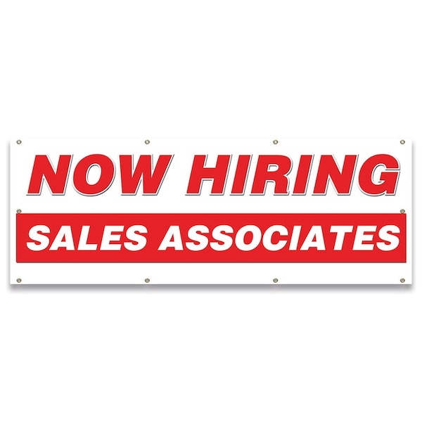 Now Hiring Sales Associates Banner Apply Inside Accepting Application Single Sided